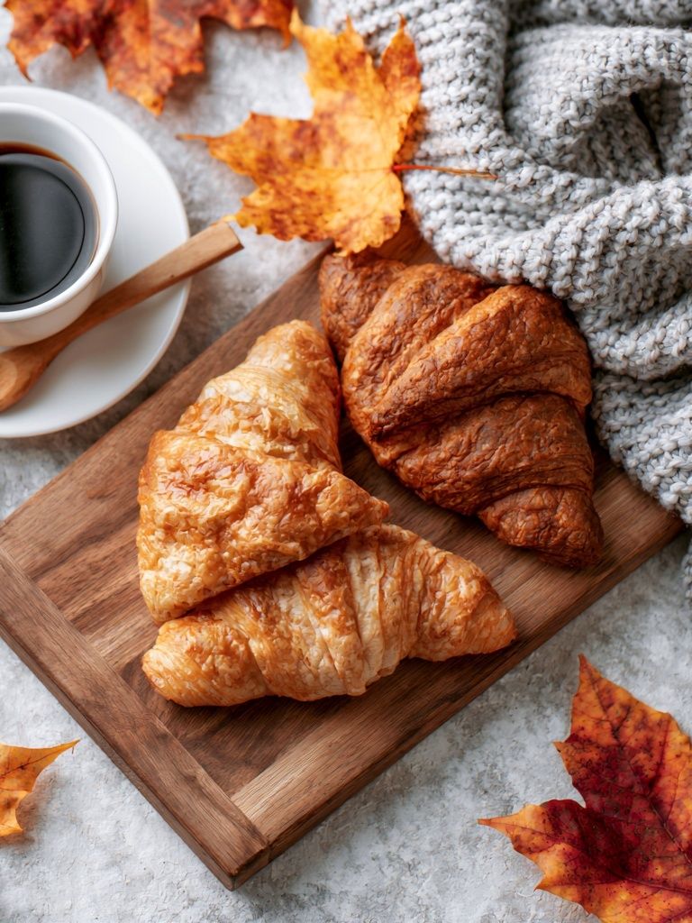 Autumn Coffee and Croissants Print. poster — food-drink art