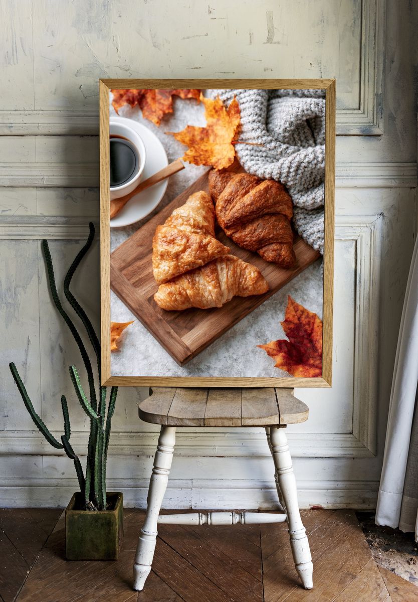 Autumn Coffee and Croissants Print. — room view 1