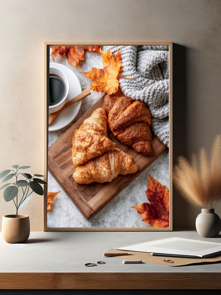 Autumn Coffee and Croissants Print. — room view 2