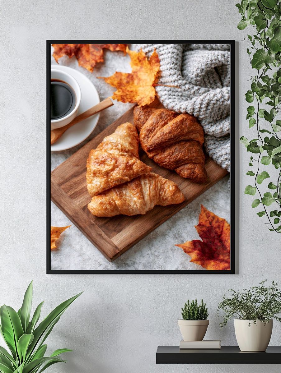 Autumn Coffee and Croissants Print. — room view 4