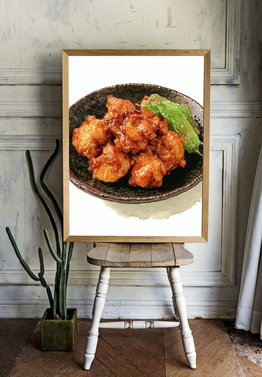 Glazed Chicken Bowl Food-Drink Print. — room view 1