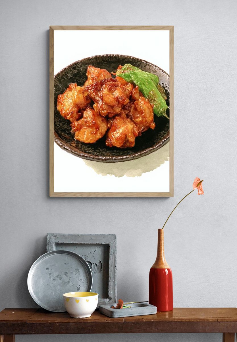 Glazed Chicken Bowl Food-Drink Print. — room view 3