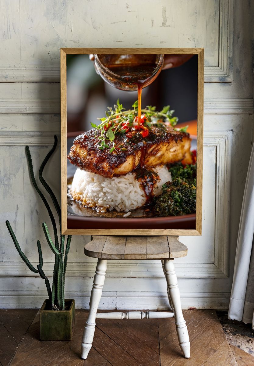 Gourmet Glazed Fish Food Poster. room preview