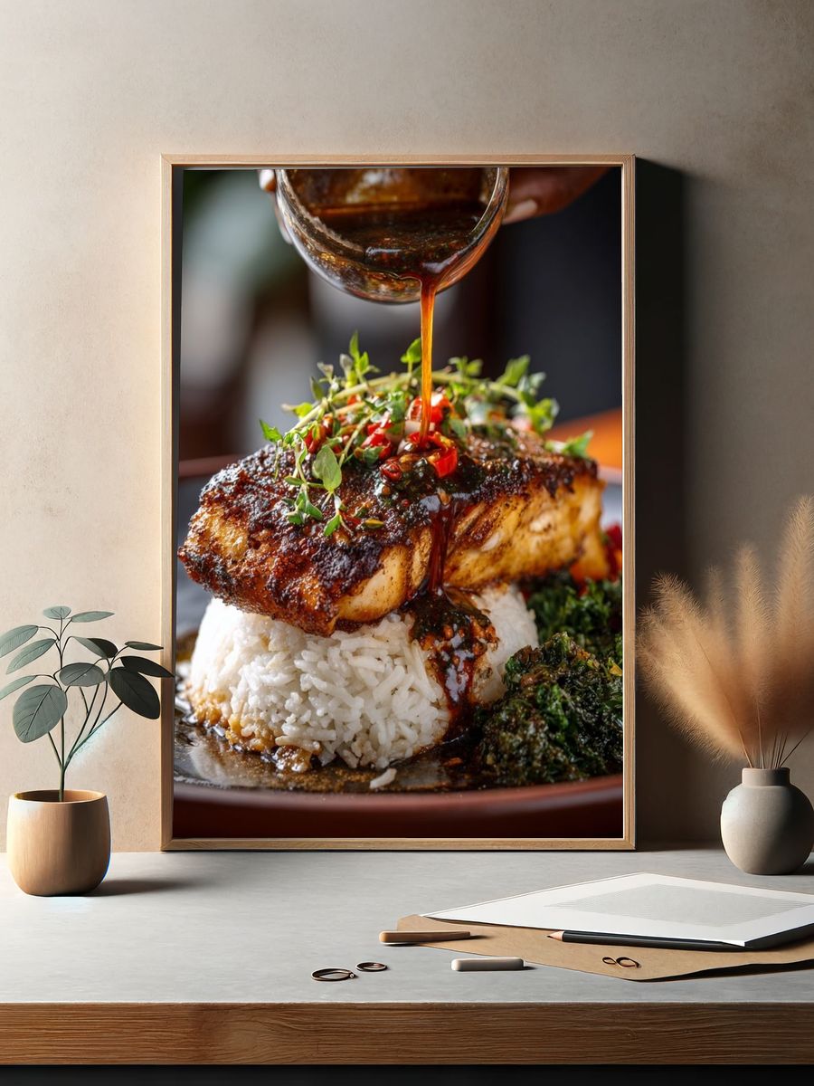 Gourmet Glazed Fish Food Poster. — room view 2