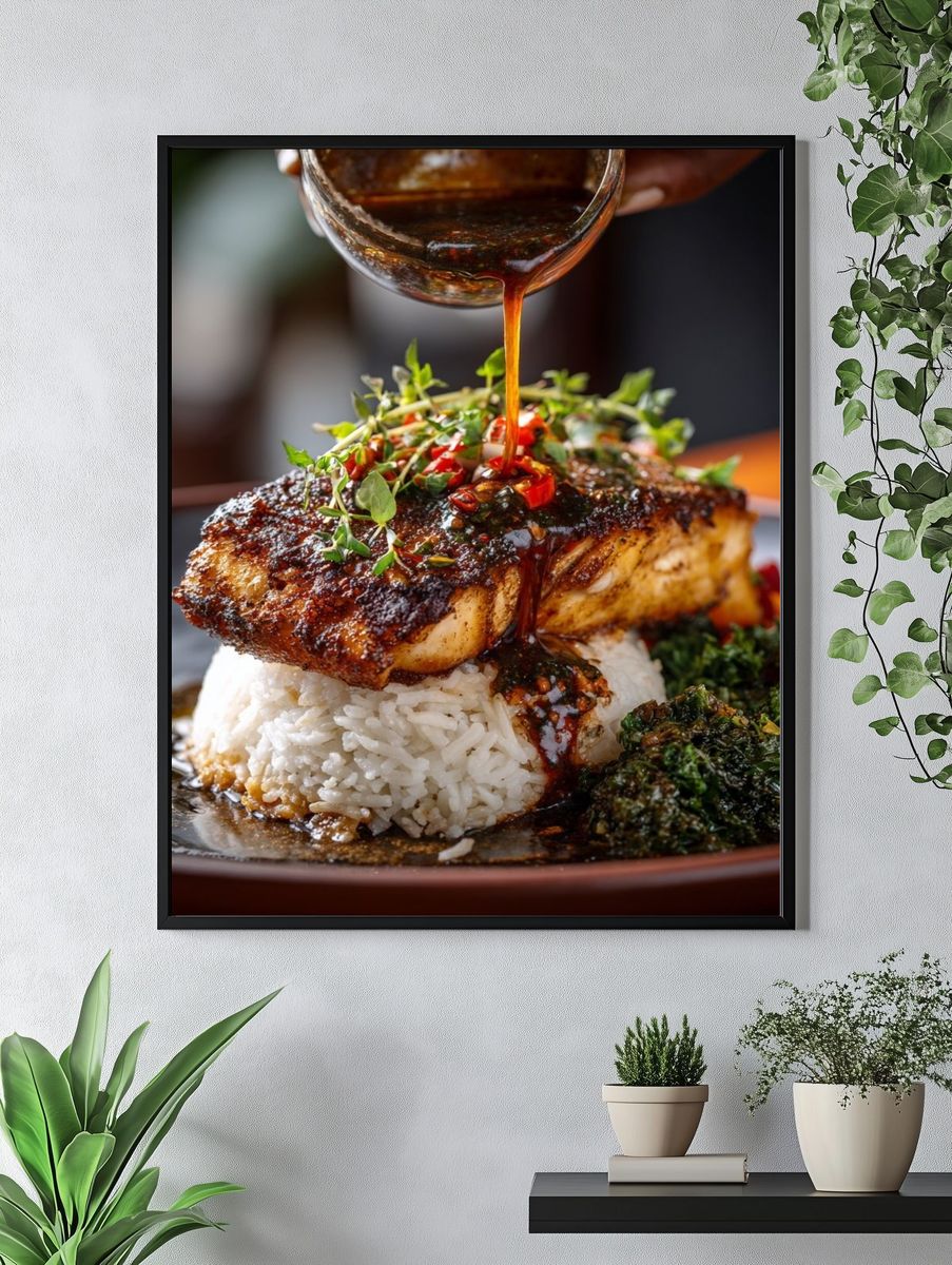 Gourmet Glazed Fish Food Poster. — room view 4