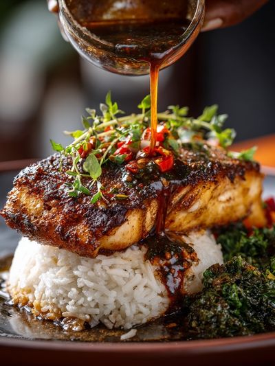 Gourmet Glazed Fish Food Poster. poster
