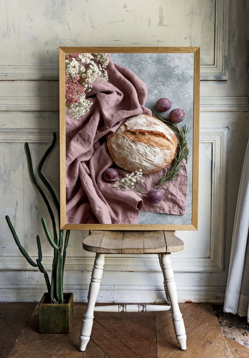 Rustic Bread Still Life Poster. — room view 1
