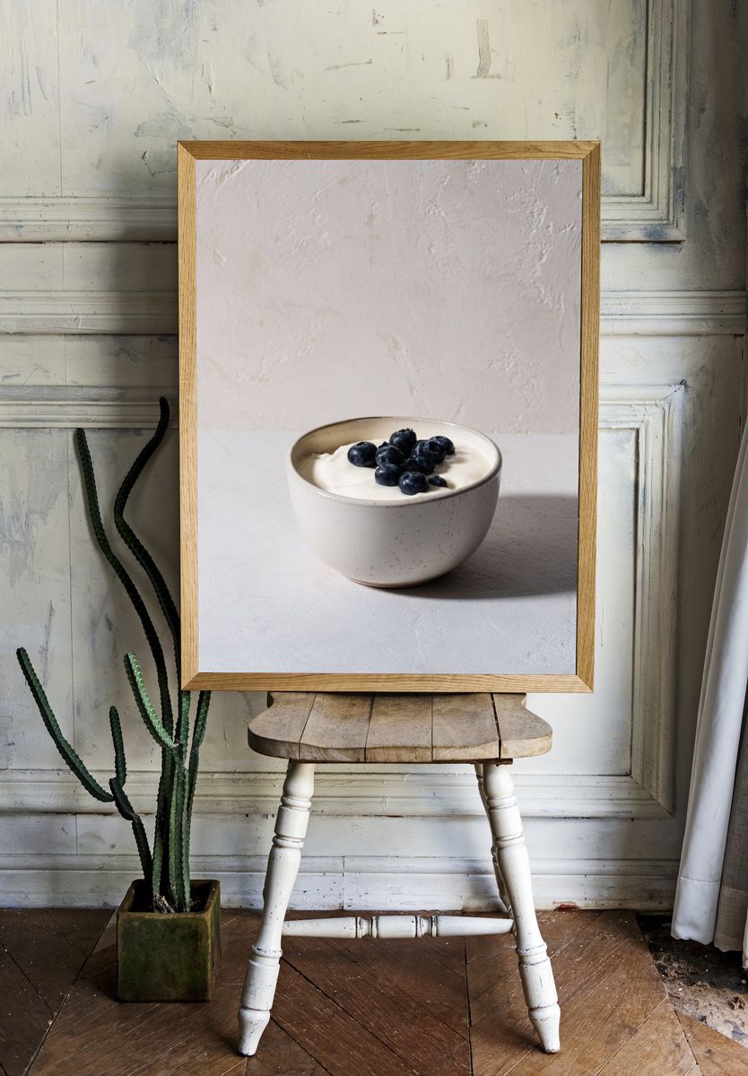 Blueberry Yogurt Still Life Poster. room preview