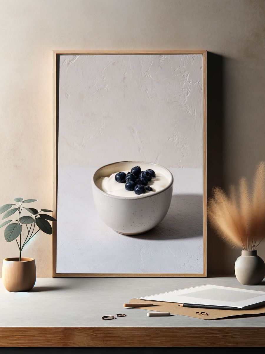 Blueberry Yogurt Still Life Poster. — room view 2