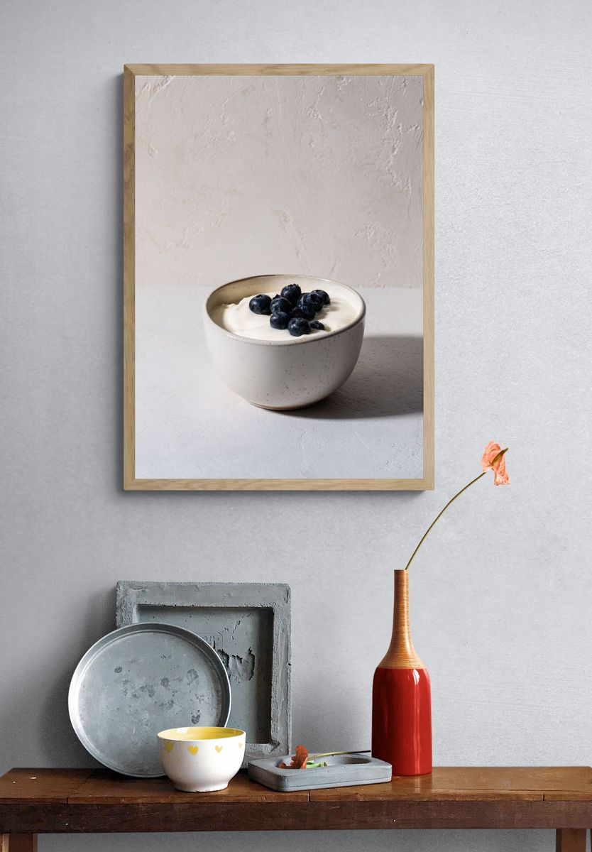 Blueberry Yogurt Still Life Poster. — room view 3