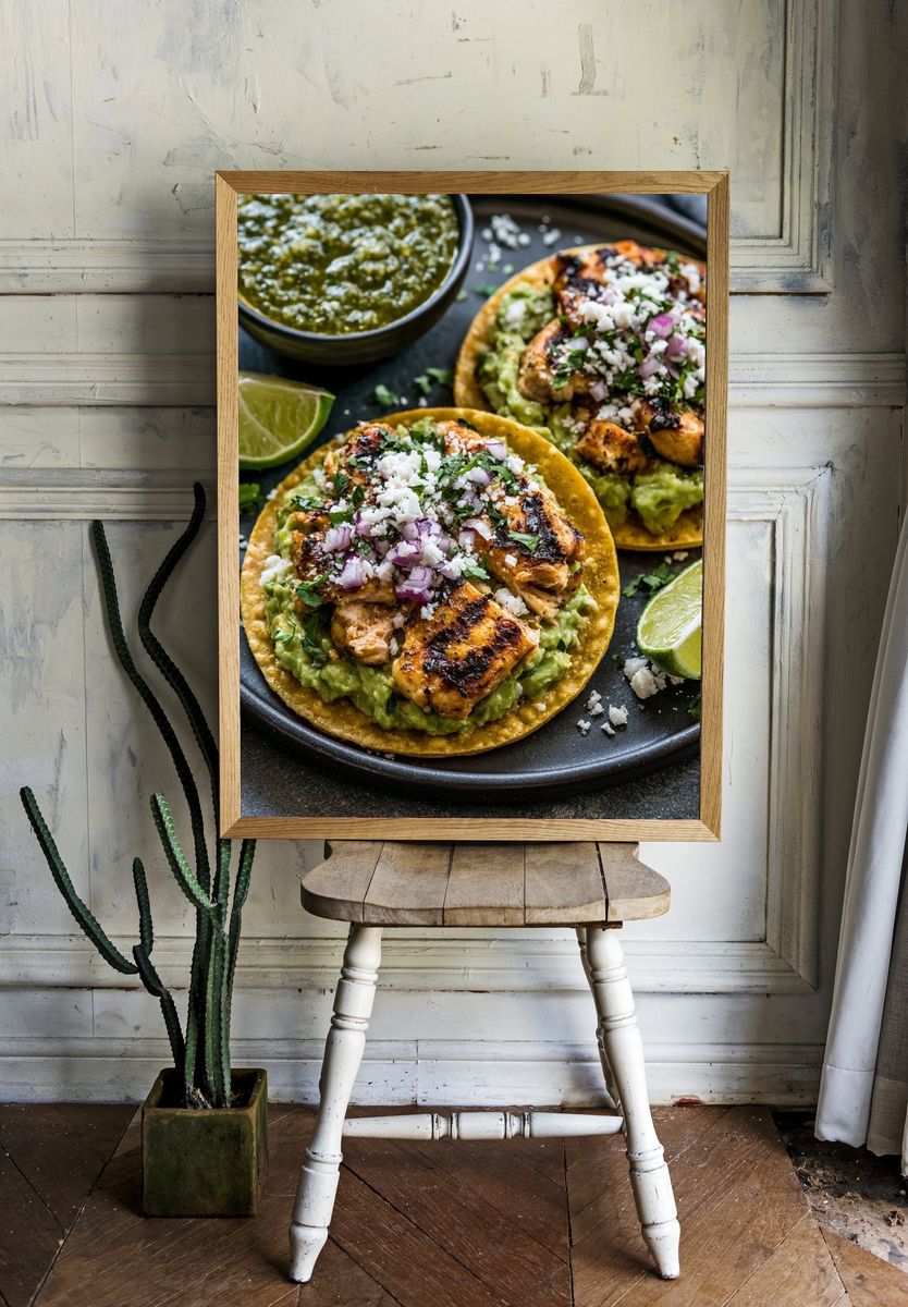 Grilled Chicken Tacos Food Print. room preview