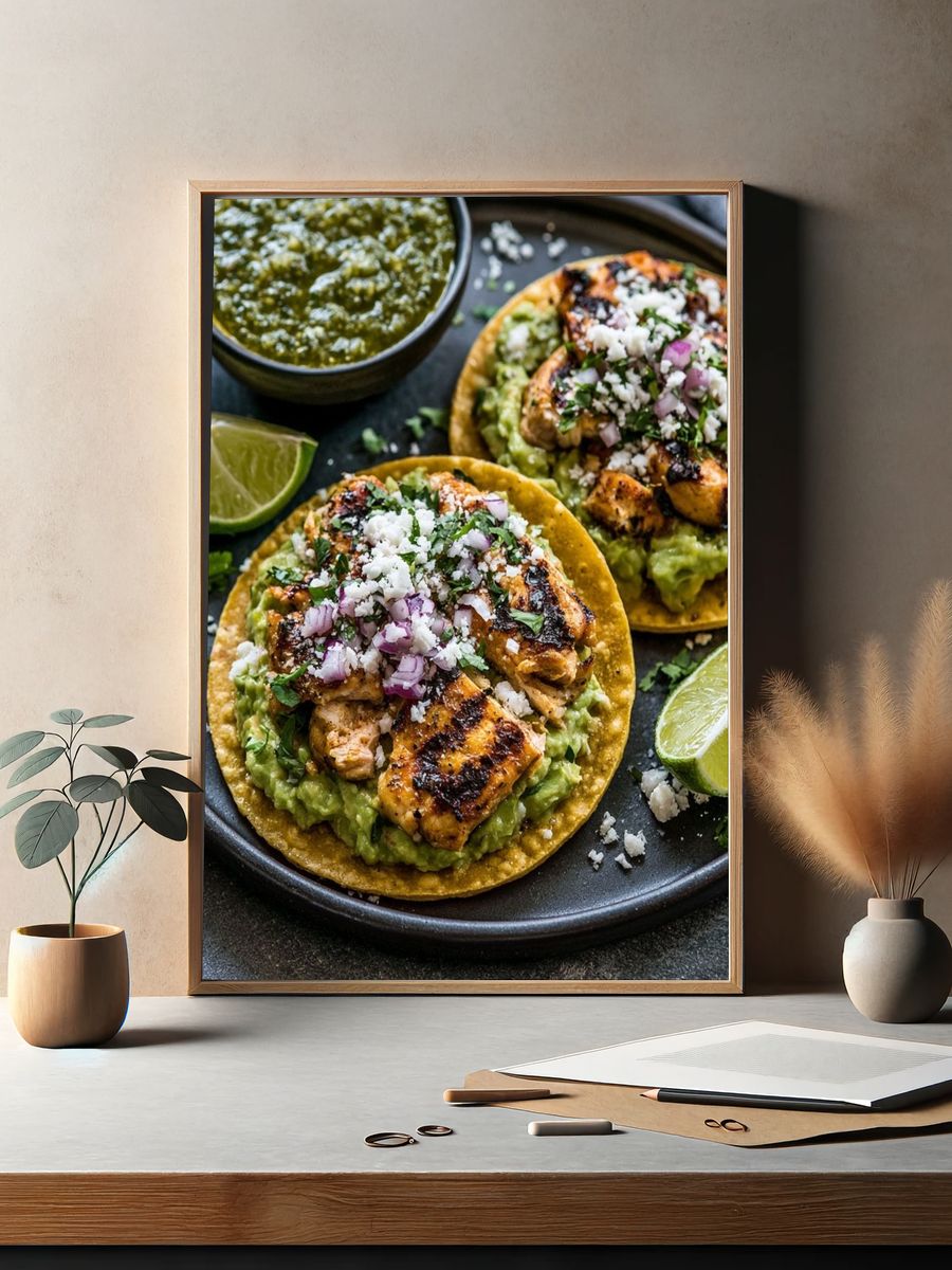 Grilled Chicken Tacos Food Print. — room view 2