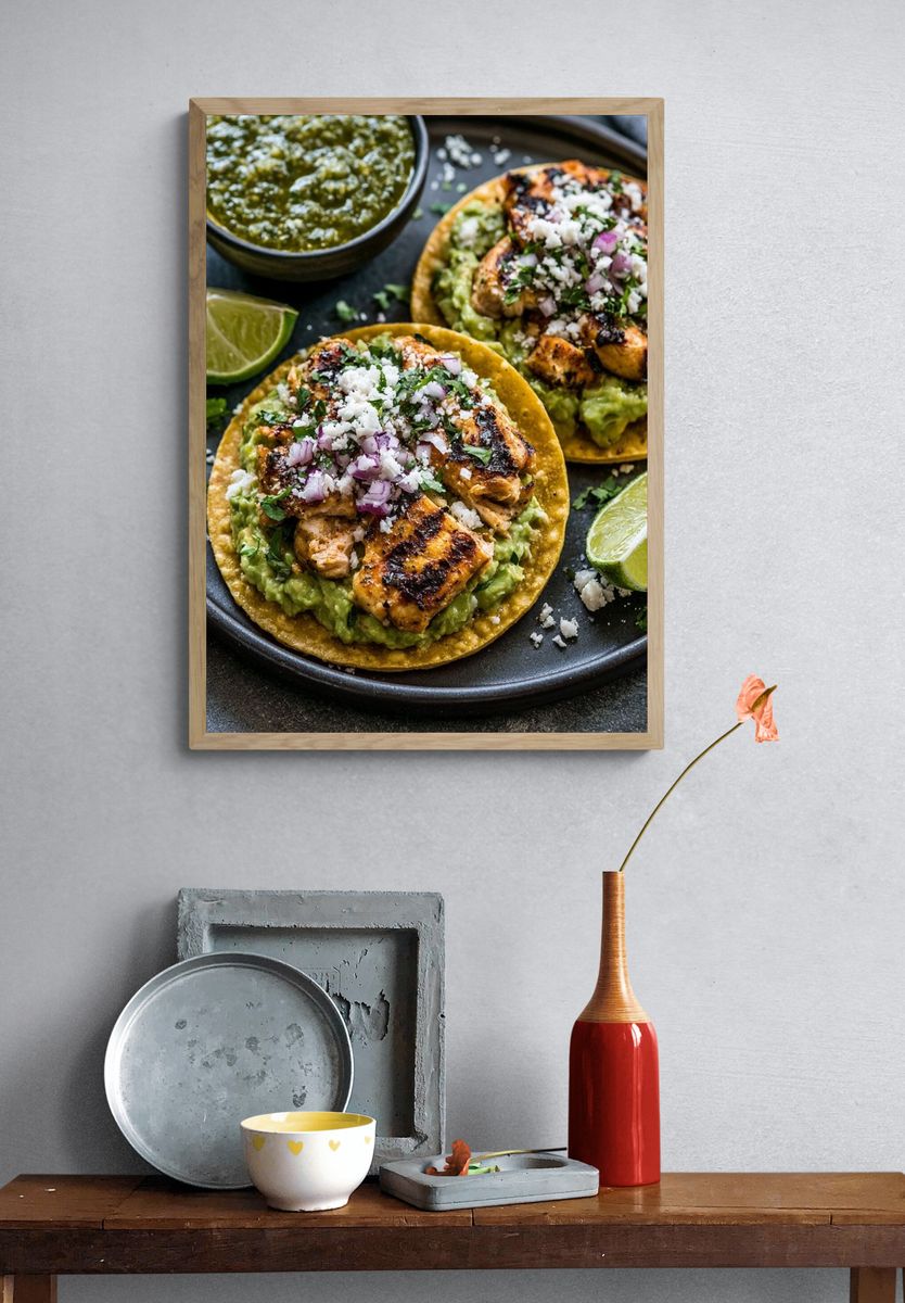 Grilled Chicken Tacos Food Print. — room view 3