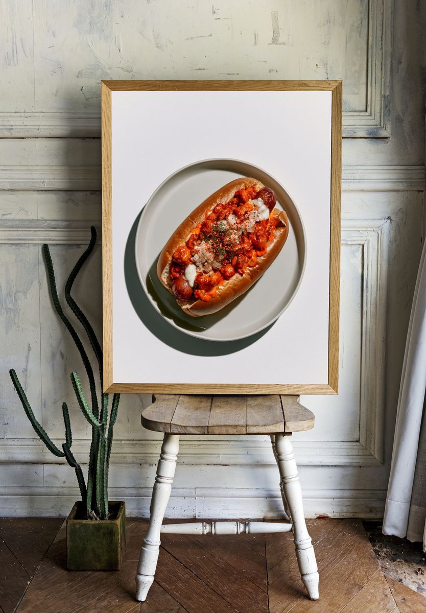 Hot Dog Food Photography Poster. — room view 1