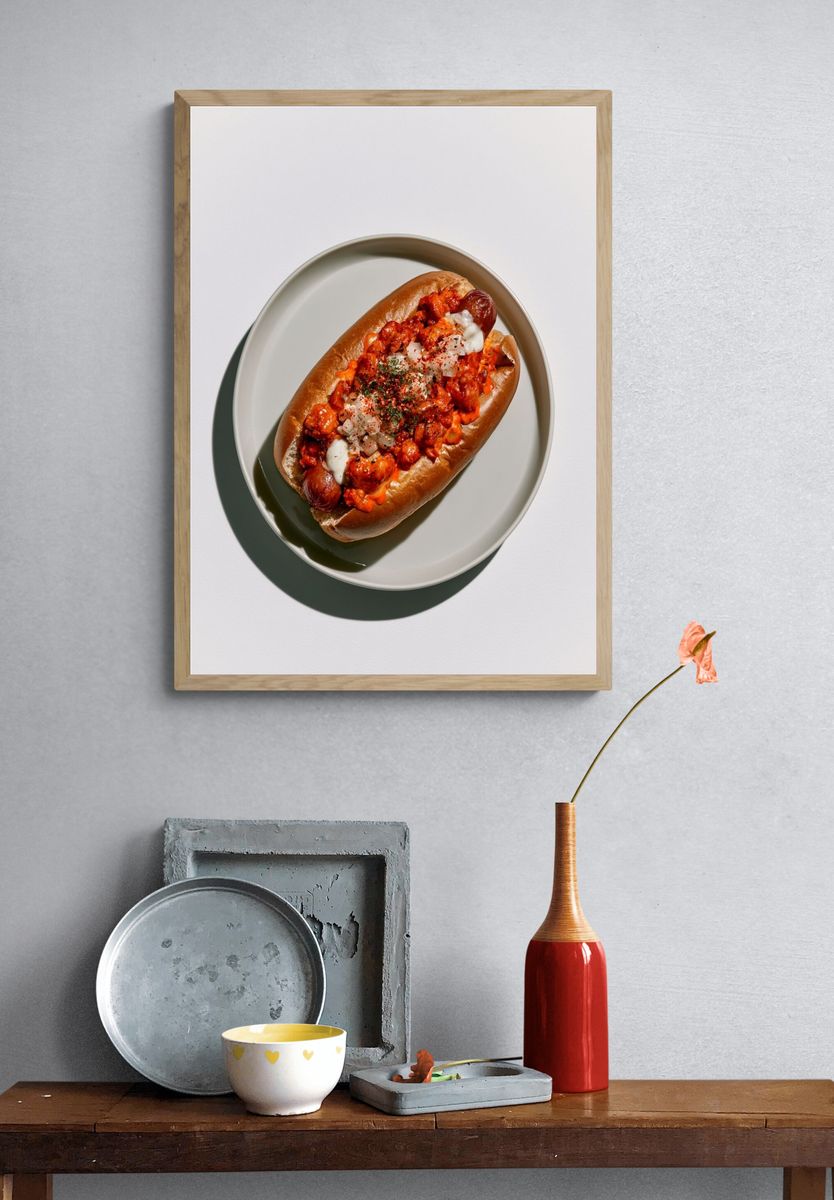 Hot Dog Food Photography Poster. — room view 3