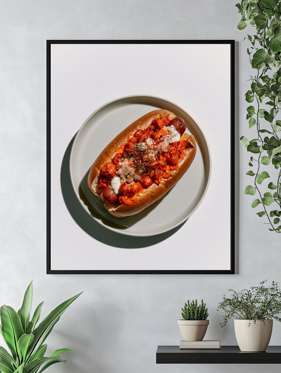 Hot Dog Food Photography Poster. — room view 4