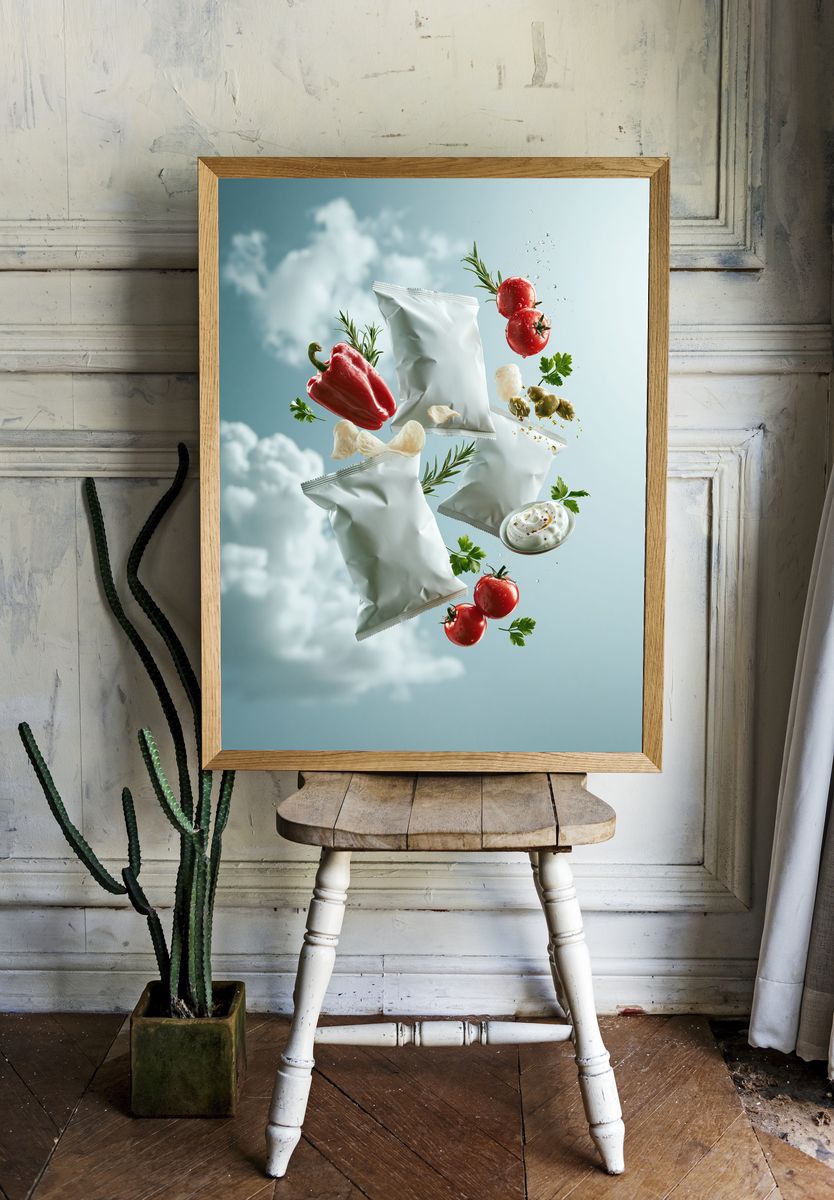 Floating Snack Pack Still Life Poster. room preview