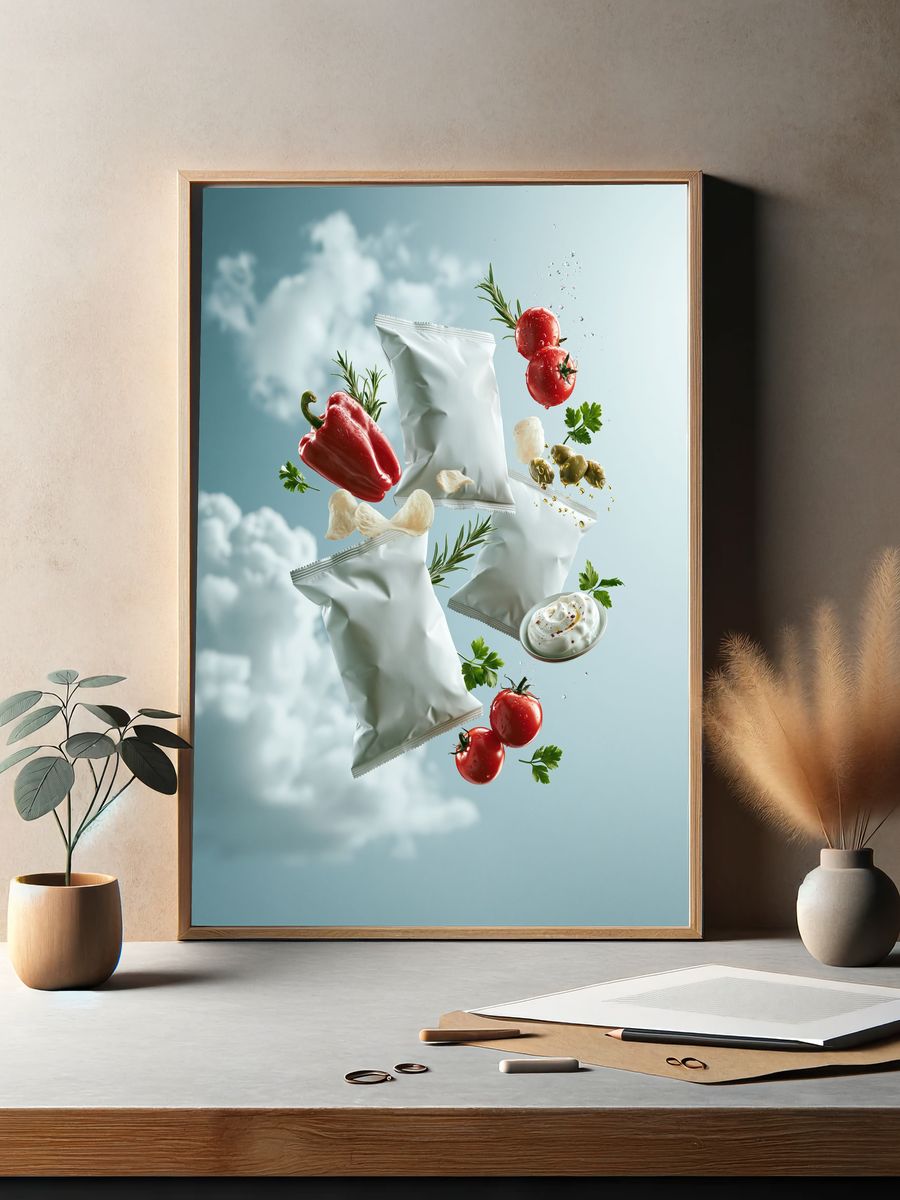 Floating Snack Pack Still Life Poster. — room view 2