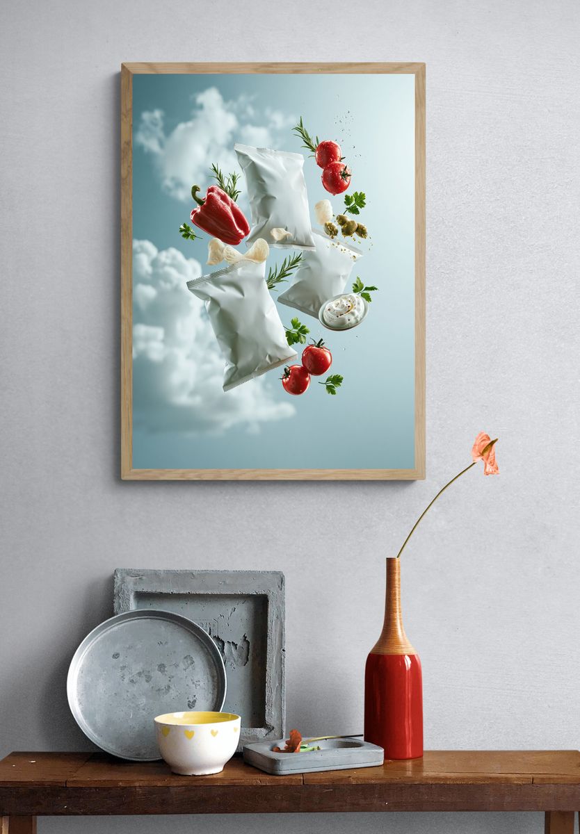 Floating Snack Pack Still Life Poster. — room view 3