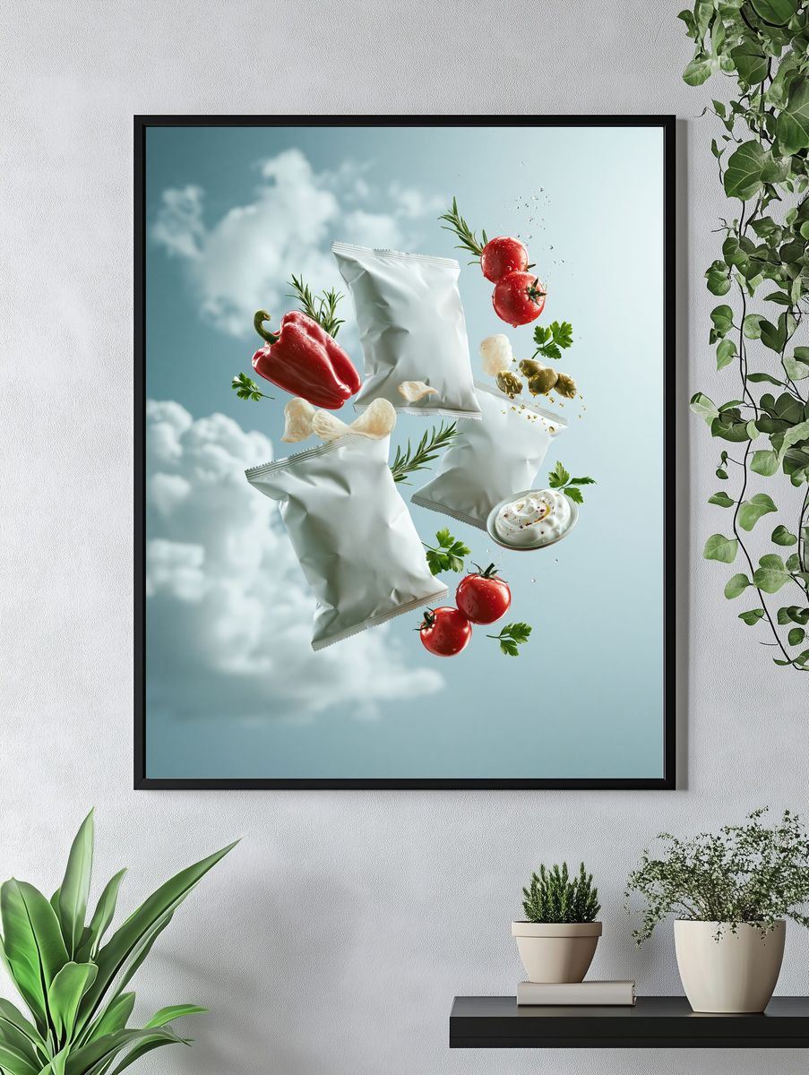 Floating Snack Pack Still Life Poster. — room view 4