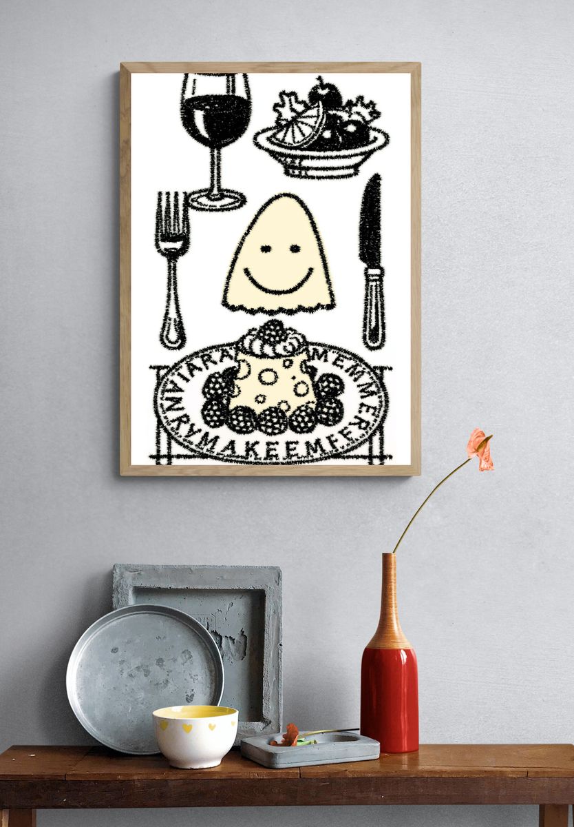 Smiley Food Still Life Poster. — room view 3