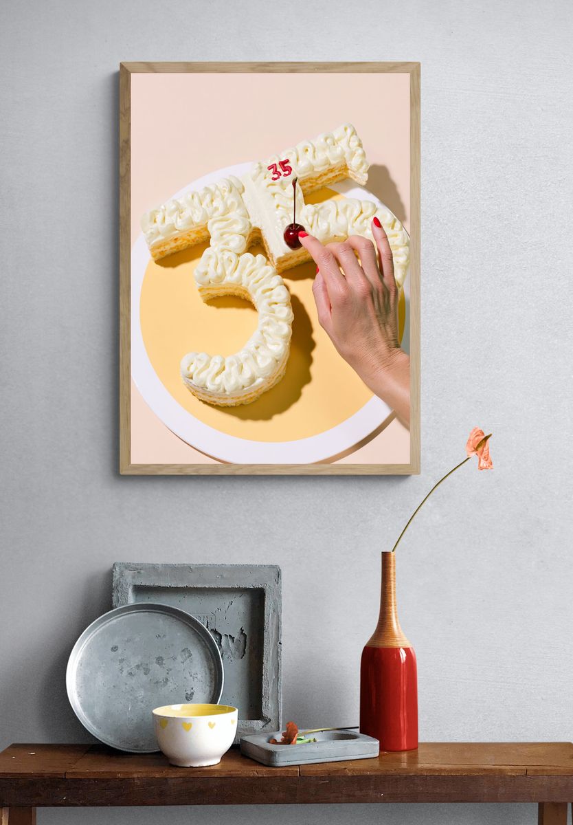 Number 35 Cake Photography Poster. — room view 3