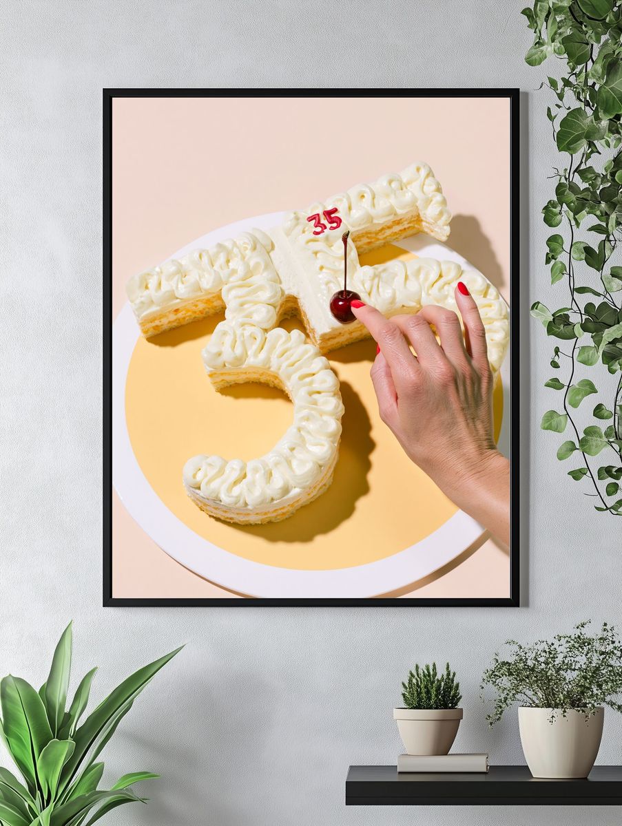 Number 35 Cake Photography Poster. — room view 4