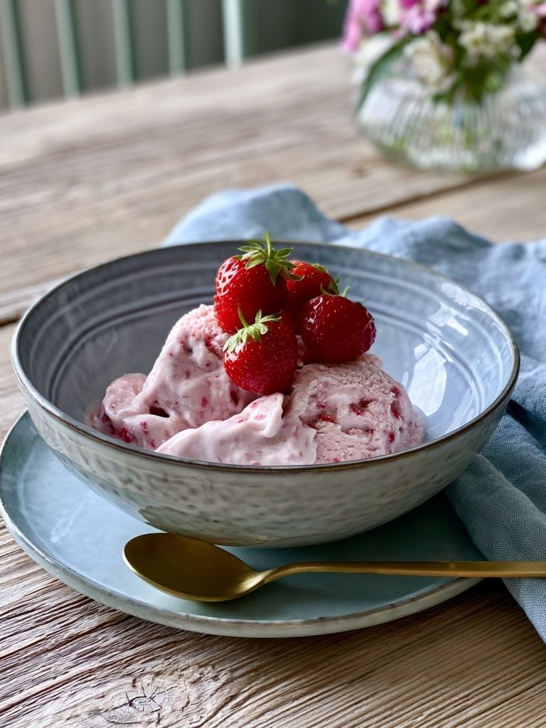 Strawberry Ice Cream Still Life Poster. poster detail