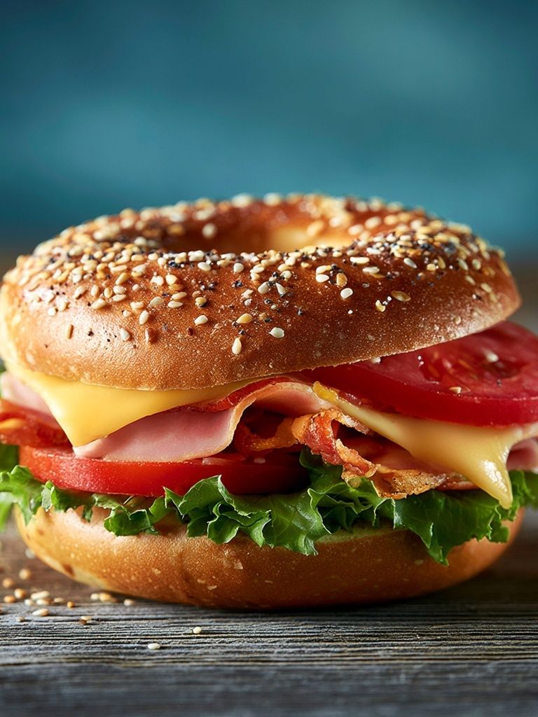 Sesame Bagel Sandwich Food Print. poster — food-drink art