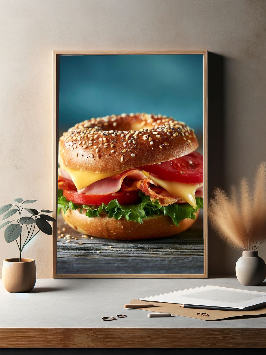 Sesame Bagel Sandwich Food Print. — room view 2
