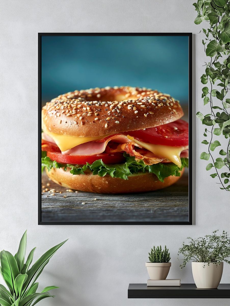 Sesame Bagel Sandwich Food Print. — room view 4
