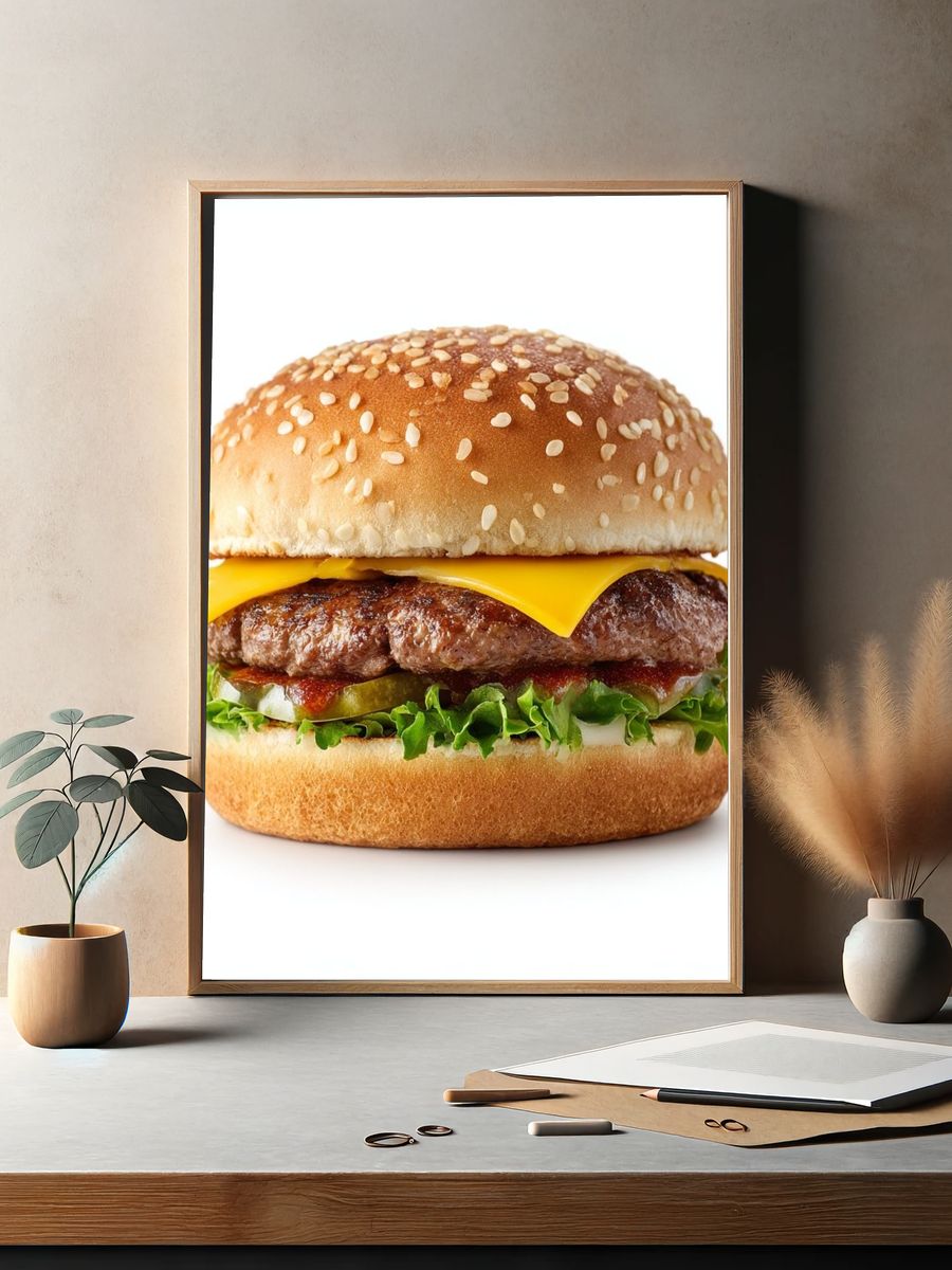 Classic Cheeseburger Photography Poster. — room view 2