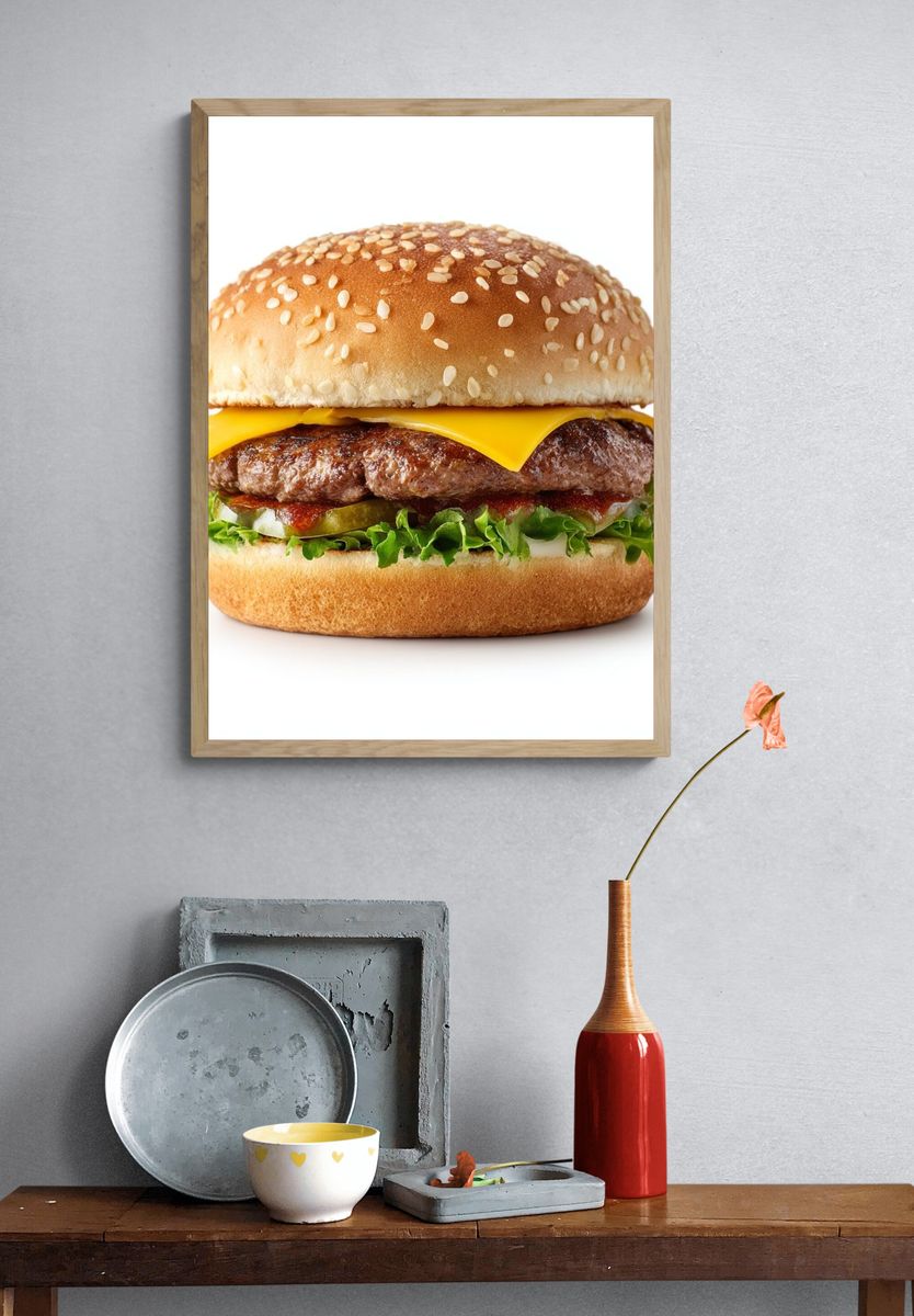 Classic Cheeseburger Photography Poster. — room view 3