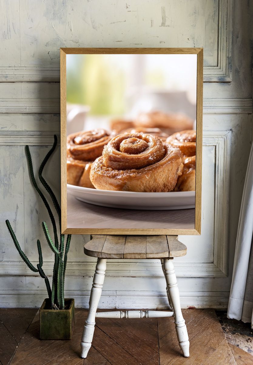 Cinnamon Rolls Food Photography Poster. — room view 1