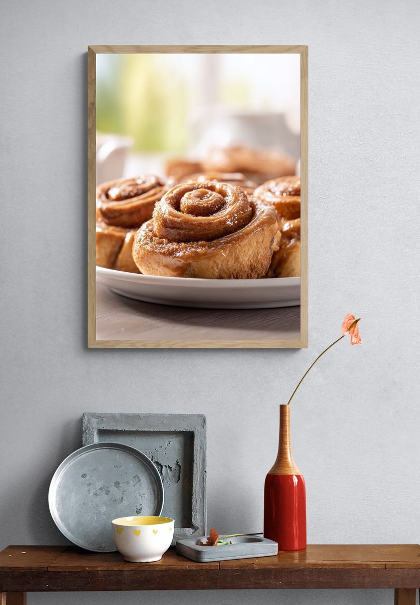 Cinnamon Rolls Food Photography Poster. — room view 3