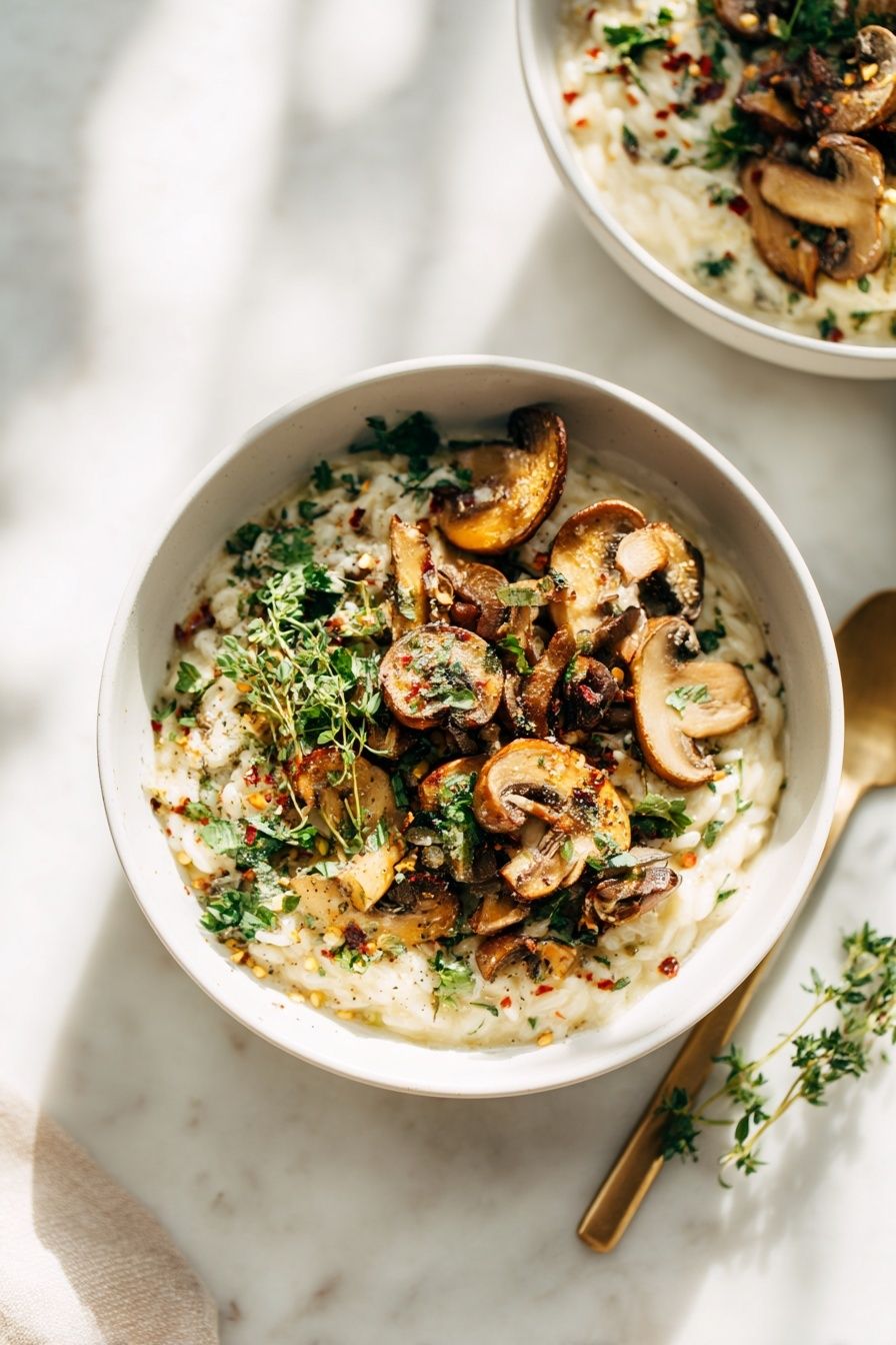 Mushroom Risotto Food Photography Poster. poster detail