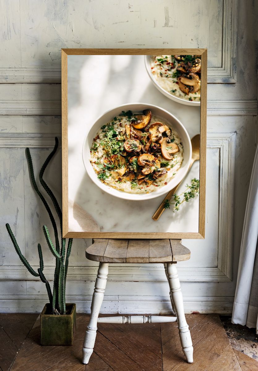 Mushroom Risotto Food Photography Poster. room preview