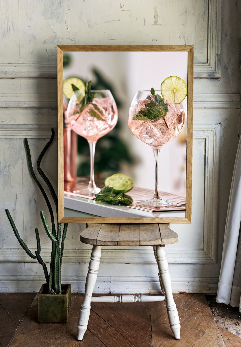 Pink Gin Cocktail Photography Poster. room preview