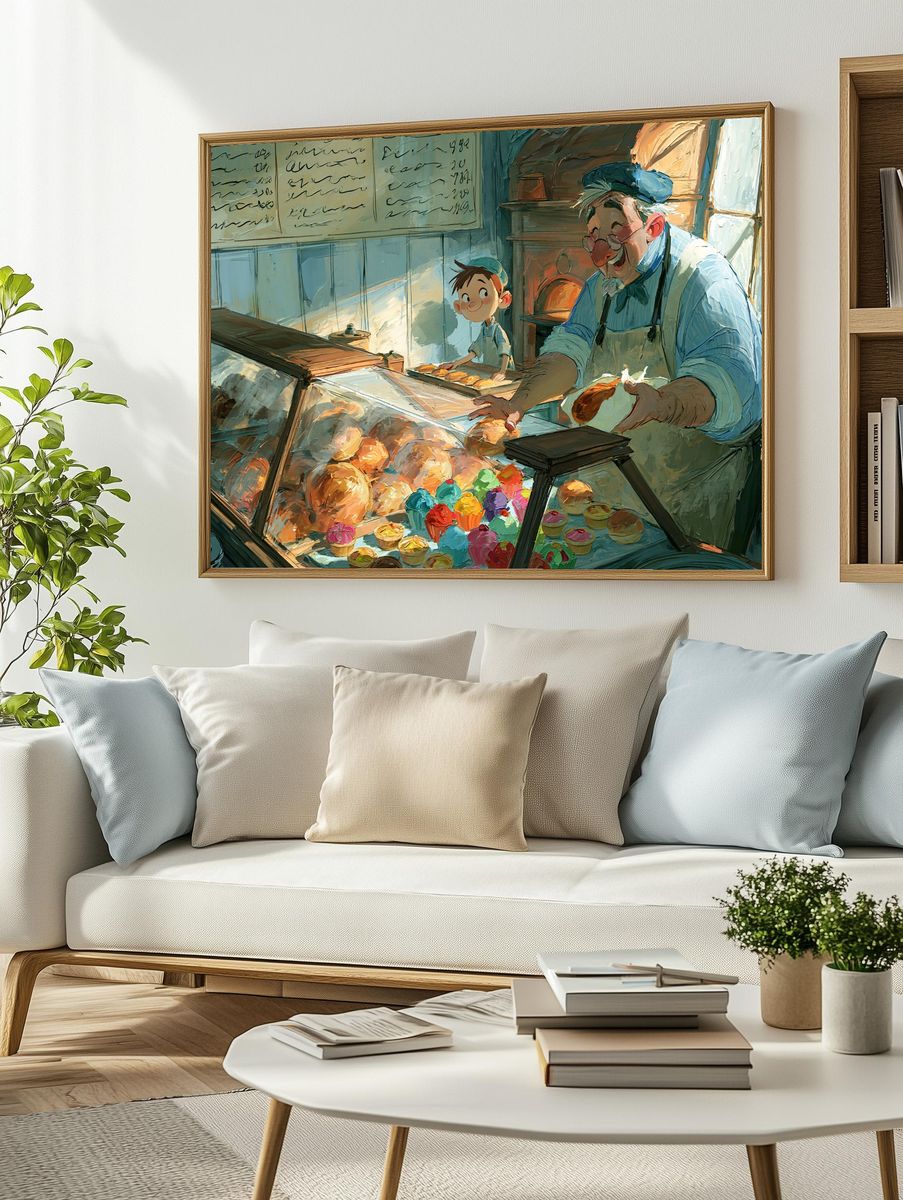 Bakery Scene Illustration Poster. — room view 2