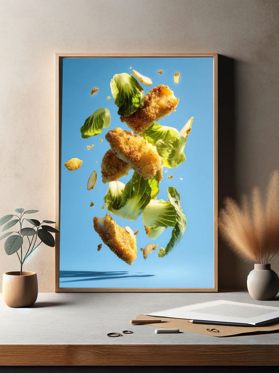 Floating Crispy Chicken Salad Poster. — room view 2