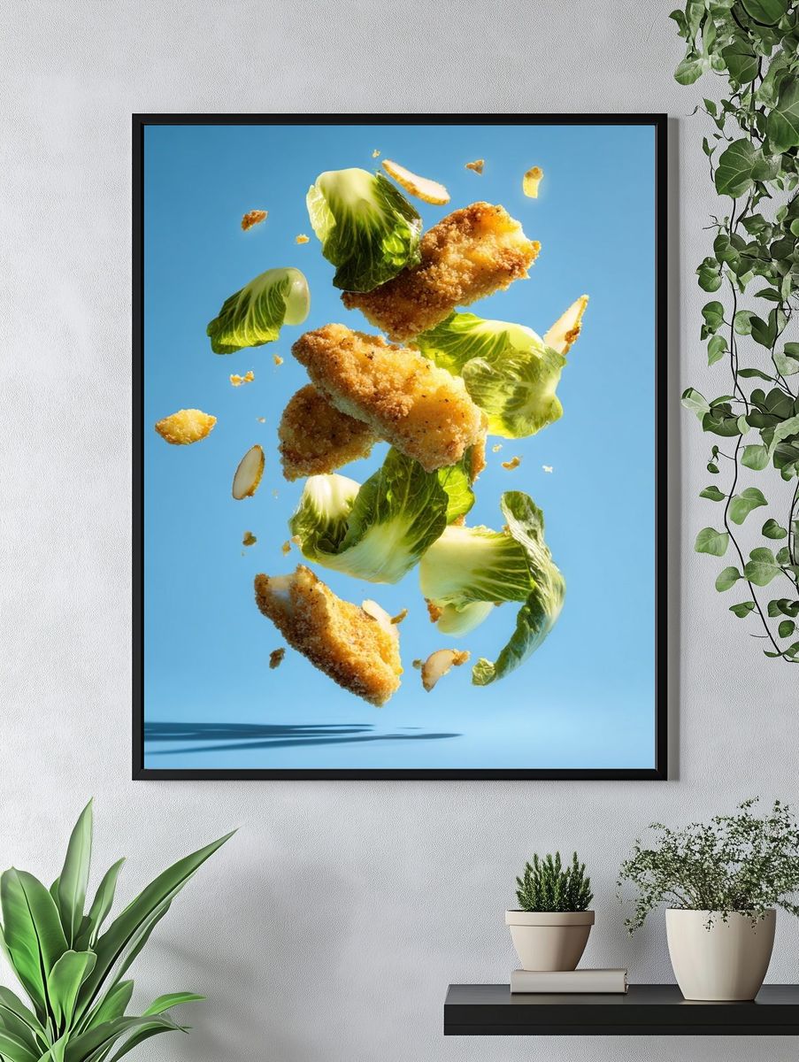 Floating Crispy Chicken Salad Poster. — room view 4