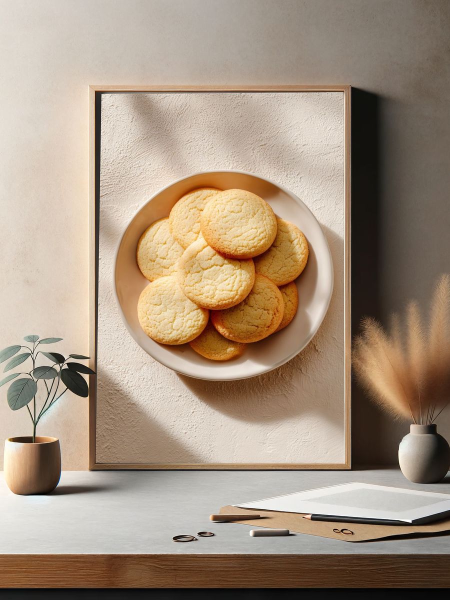 Golden Cookies Food Photography Poster. — room view 2