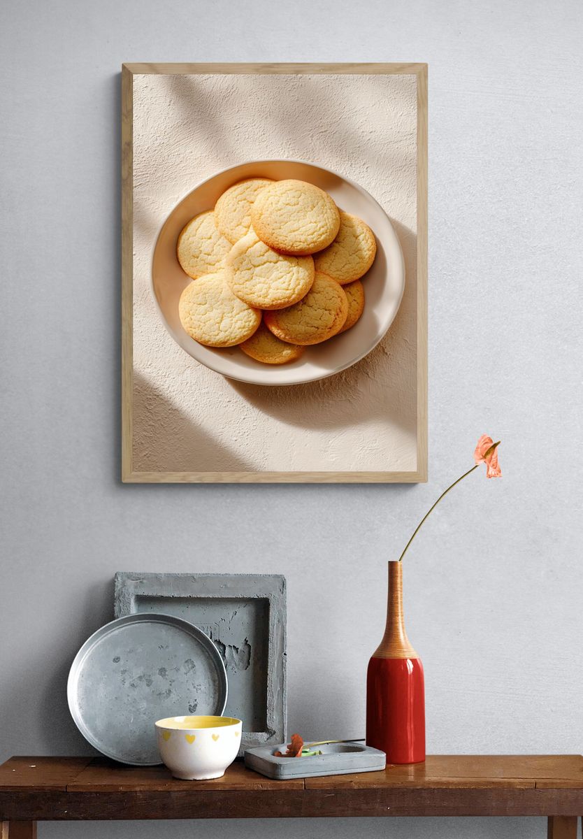 Golden Cookies Food Photography Poster. — room view 3