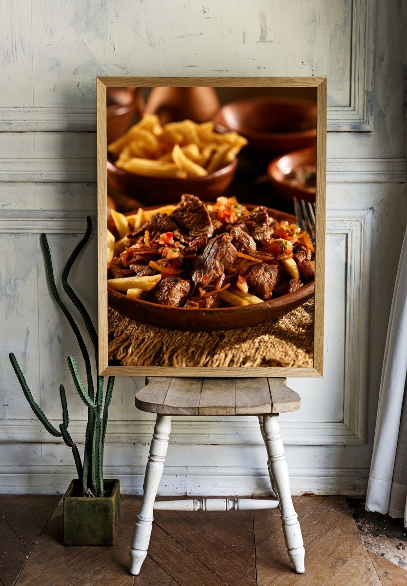 Rustic Beef and Fries Food-Drink Poster. room preview