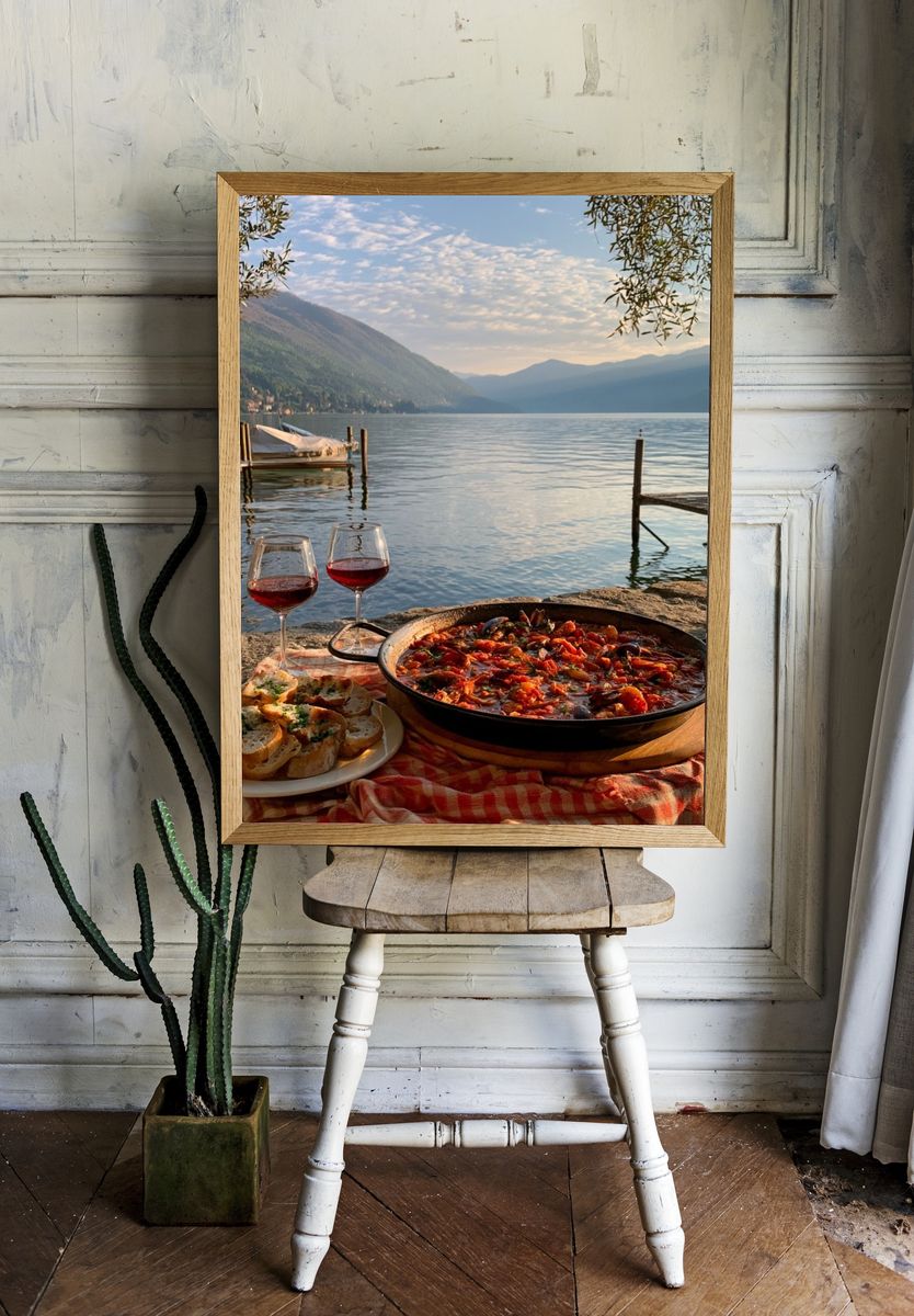 Lakeside Paella Photography Poster. room preview