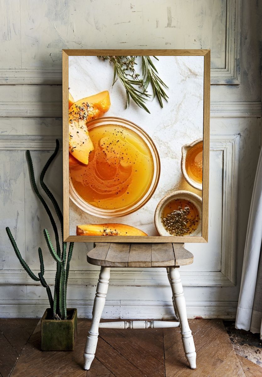 Honey and Peach Still Life Print. room preview