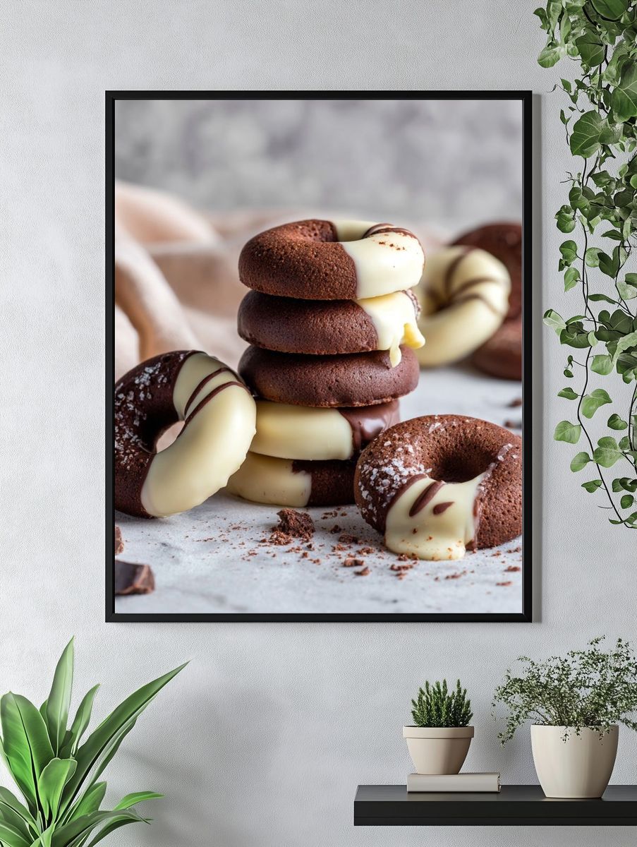 Chocolate Donuts Food Photography Poster. — room view 4