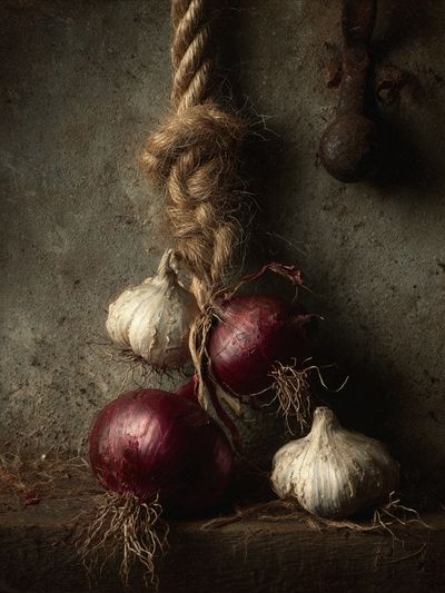 Rustic Garlic and Onions Still Life Print.