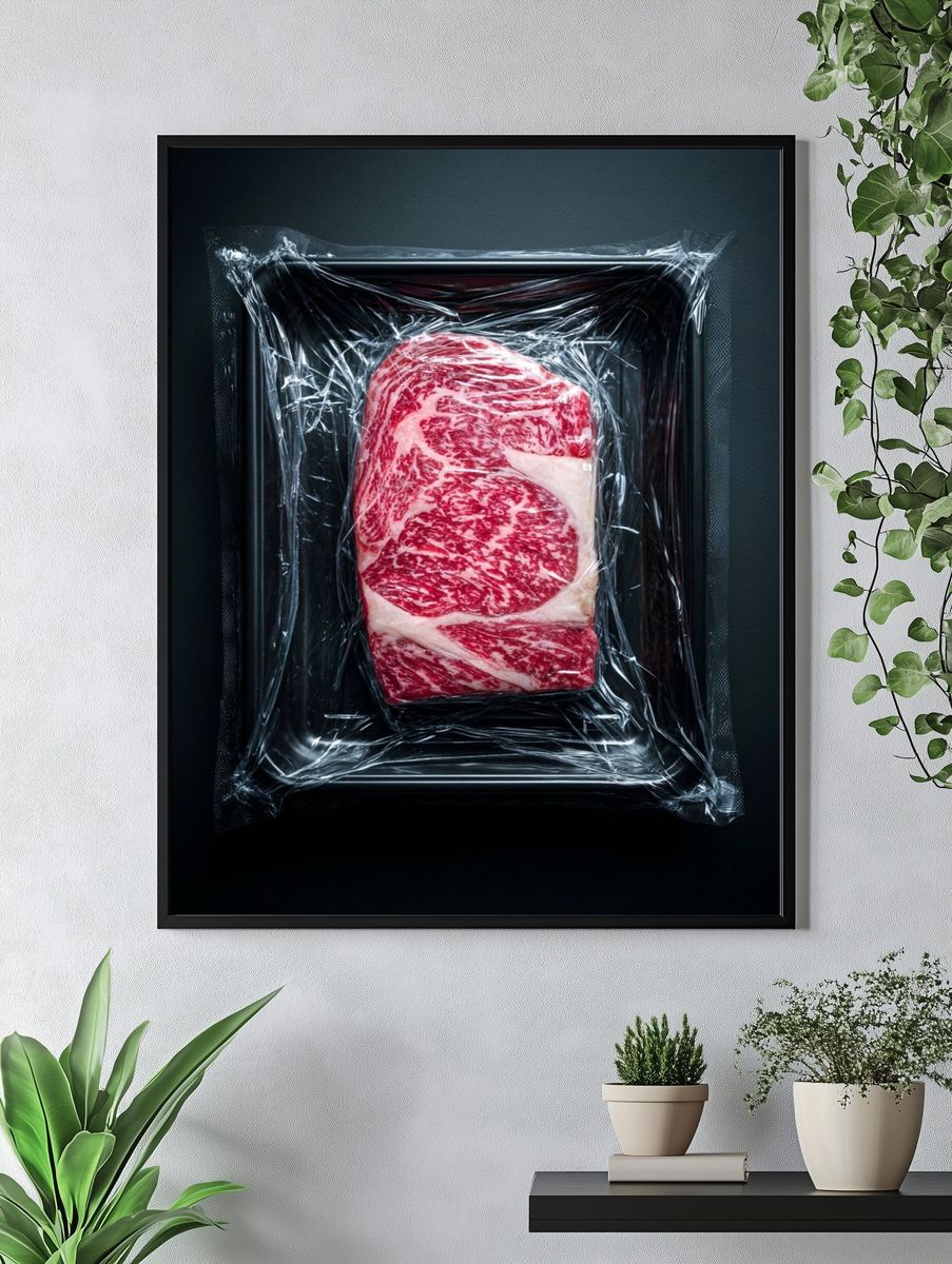 Vacuum-Sealed Steak Photography Poster. — room view 4
