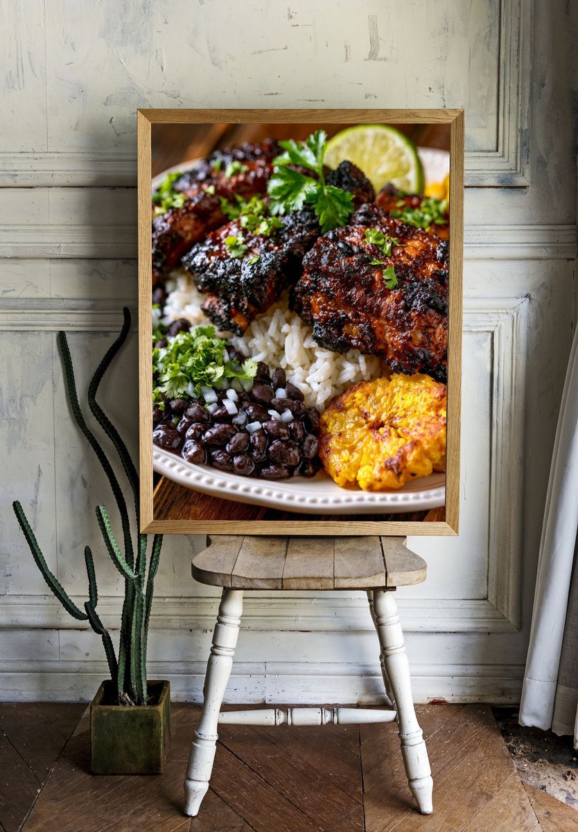 Caribbean Rice and Chicken Food Print. room preview